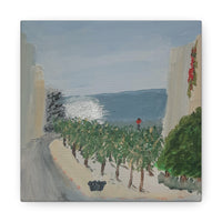 Silver Sea -- reproduction of an original small acrylic painting by Naama Zahavi-Ely