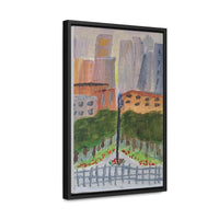 A view in New York City, a reproduction of an original small acrylic painting by Naama Zahavi-Ely, painted July 2023.  Gallery Canvas Wraps, Vertical Frame