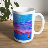 Cosi backgrounds 3, Opera in Williamsburg Virginia, White Ceramic Mug, 11oz and 15oz, artwork by Roxane Revon