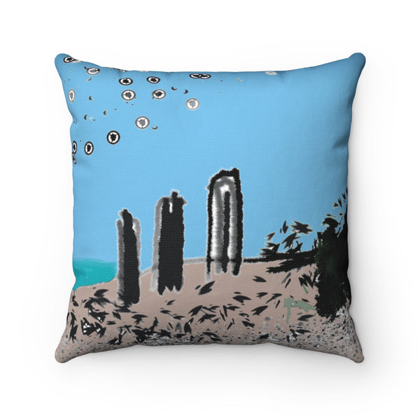 Beach series -- spun Polyester Square Pillow with original design by Naama Zahavi-Ely