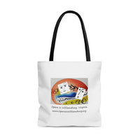 AOP Tote Bag with Opera in Williamsburg logo, white background