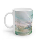 Cosi backgrounds 10, Opera in Williamsburg Virginia, White Ceramic Mug, 11oz and 15oz, artwork by Roxane Revon