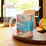 Cosi backgrounds 5, Opera in Williamsburg Virginia, White Ceramic Mug, 11oz and 15oz, artwork by Roxane Revon