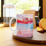 Cosi backgrounds 3, Opera in Williamsburg Virginia, White Ceramic Mug, 11oz and 15oz, artwork by Roxane Revon