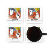 Cork back coaster with artwork from the poster for Opera in Williamsburg's Carmen, performed April 20, 22, and 24, 2018