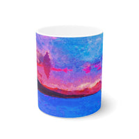 Cosi backgrounds 1, Opera in Williamsburg Virginia, White Ceramic Mug, 11oz and 15oz, artwork by Roxane Revon