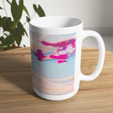 Cosi backgrounds 2, Opera in Williamsburg Virginia, White Ceramic Mug, 11oz and 15oz, artwork by Roxane Revon