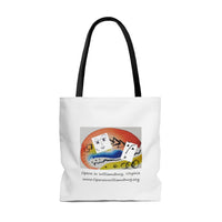 AOP Tote Bag with Opera in Williamsburg logo, white background