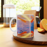 Cosi backgrounds 6, Opera in Williamsburg Virginia, White Ceramic Mug, 11oz and 15oz, artwork by Roxane Revon