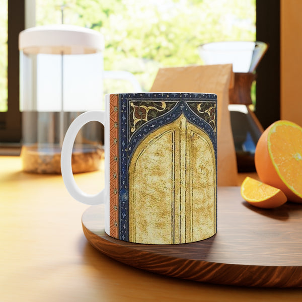 Magic Flute background 1, Opera in Williamsburg Virginia, White Ceramic Mug, 11oz and 15oz