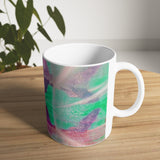 Cosi backgrounds 9, Opera in Williamsburg Virginia, White Ceramic Mug, 11oz and 15oz, artwork by Roxane Revon