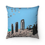 Beach series -- spun Polyester Square Pillow with original design by Naama Zahavi-Ely