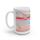 Cosi backgrounds 2, Opera in Williamsburg Virginia, White Ceramic Mug, 11oz and 15oz, artwork by Roxane Revon