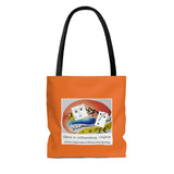 AOP Tote Bag with Opera in Williamsburg logo, orange background