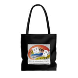 AOP Tote Bag with Opera in Williamsburg logo, black background