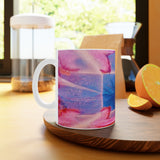 Cosi backgrounds 7, Opera in Williamsburg Virginia, White Ceramic Mug, 11oz and 15oz, artwork by Roxane Revon