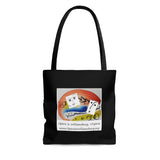 AOP Tote Bag with Opera in Williamsburg logo, black background