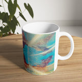 Cosi backgrounds 5, Opera in Williamsburg Virginia, White Ceramic Mug, 11oz and 15oz, artwork by Roxane Revon