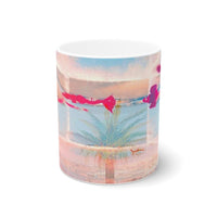 Cosi backgrounds 2, Opera in Williamsburg Virginia, White Ceramic Mug, 11oz and 15oz, artwork by Roxane Revon