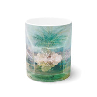 Cosi backgrounds 10, Opera in Williamsburg Virginia, White Ceramic Mug, 11oz and 15oz, artwork by Roxane Revon