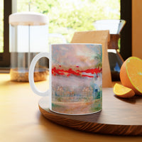 Cosi backgrounds 11, Opera in Williamsburg Virginia, White Ceramic Mug, 11oz and 15oz, artwork by Roxane Revon