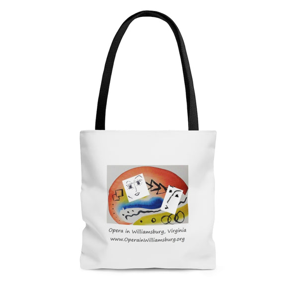 AOP Tote Bag with Opera in Williamsburg logo, white background